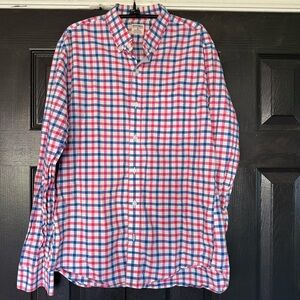 Bonobos Blue Pink Check Long Sleeve Mens Shirt Size M
